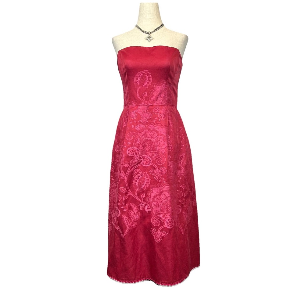 Nanette Lepore Vintage Jacquard Floral Print Midi Dress Size 6 Prom Cocktail